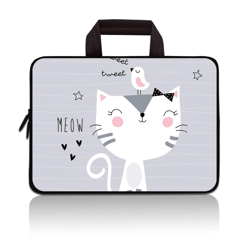 Baocool 11" 11.6" 12" 12.1" 12.5" inch Laptop Carrying Bag Chromebook Case Notebook Ultrabook Bag Tablet Cover Neoprene Fit Samsung Google Acer HP DELL Lenovo Asus (11 11.6 12.1 12.2 inch, Cat & Bird) - Image 1
